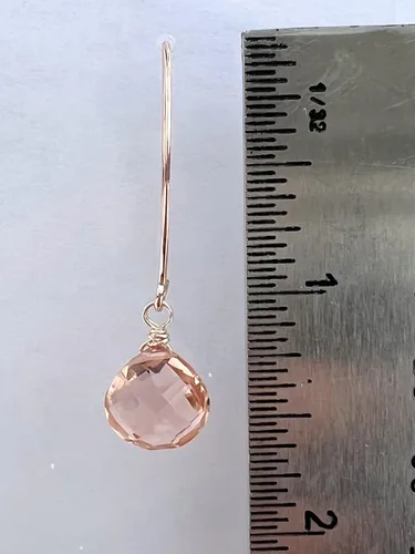 Vista 7 de Rose Gold Rose Quartz Drop Earrings Sterling Silver