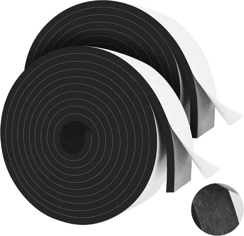 Vista 24 de 20 pies de cintas de espuma autoadhesivas Tiras de sello de espuma de 1 pulgada x 1/2 pulgada x 10 pies cada rollo Burletes de alta resistencia
