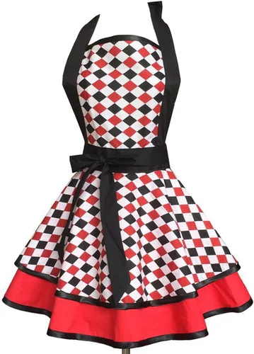 Vista 8 de Hyzrz Delantales retro de algodón hechos a mano para mujeres y niñas, delantal de cocina para tartas, cocina, regalo de madre (negro)