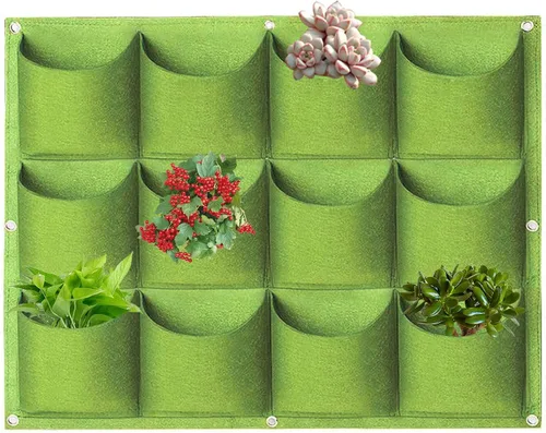 Vista 16 de Bolsas de cultivo colgantes para plantar, 9 bolsillos para colgar en la pared, bolsa de cultivo vertical para jardín interior y exterior, contenedor