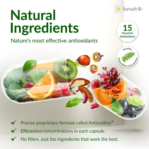 Vista 3 de Sunsafe Rx Suplemento antienvejecimiento: píldoras naturales de protección de la piel con antioxidantes para una apariencia juvenil y salud ocular +