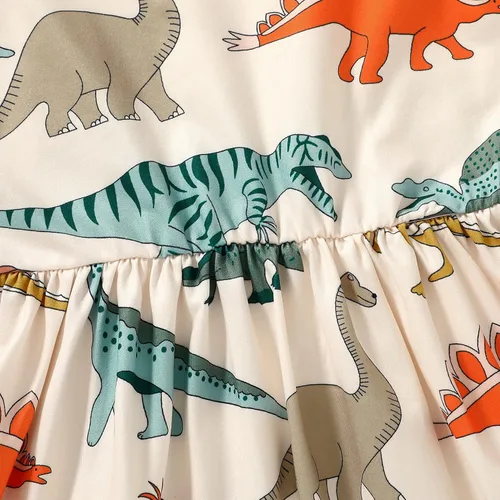 Vista 6 de HAPPYMA Vestido de verano para niña pequeña, vestido de dinosaurio con mangas con vuelo, trajes para bebé, vestido de verano, faldas