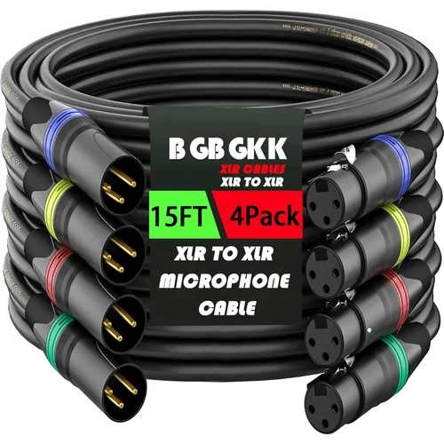 Vista 15 de XLR Cables - Cable de micrófono XLR profesional de 3 pines X L R de 3 pines chapado en oro, cable de micrófono equilibrado, multicolor