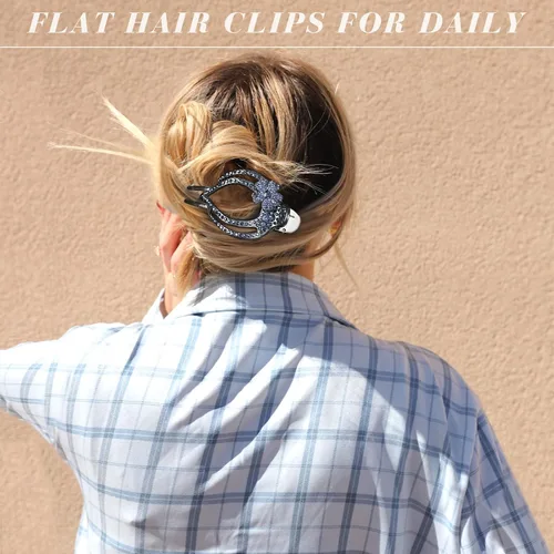 Vista 3 de Pinzas de pelo planas French Concord - 6 piezas, pinzas de pelo curvas sin deslizamiento, pinzas de agarre para volumen, pinzas de pelo para mujeres