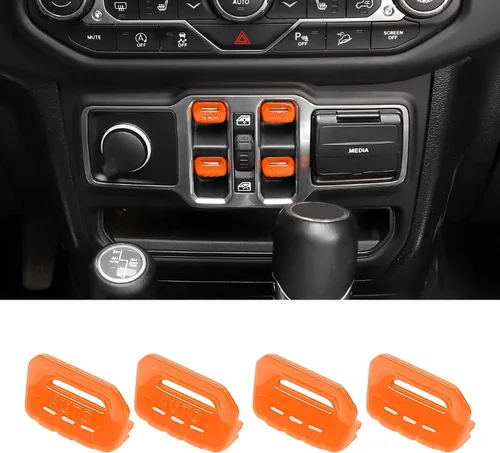 Vista 9 de RT-TCZ - Cubierta decorativa para interruptor de botón de ventana de consola central, accesorios interiores compatibles con Jeep Wrangler JL JLU