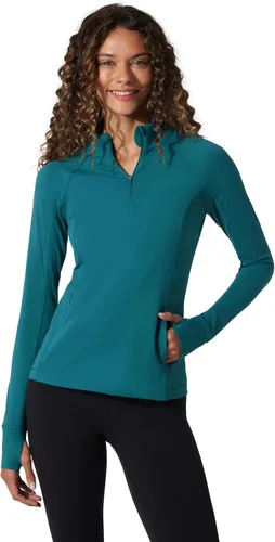 Vista 10 de Yogalicious Chaqueta atlética ligera de media cremallera de manga larga con bolsillos delanteros y orificios para los pulgares
