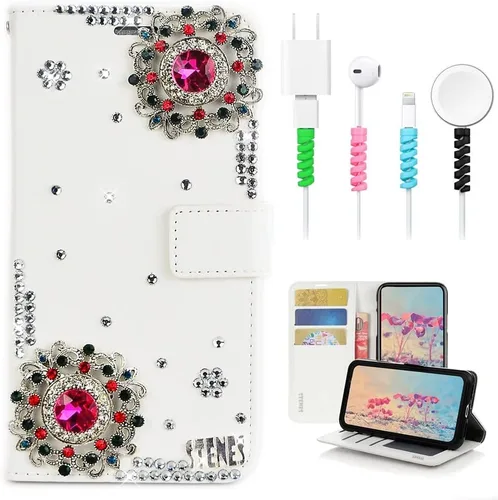 Vista 6 de Bling - Funda para teléfono móvil compatible con Samsung Galaxy S21 Ultra Case - Elegante - 3D hecha a mano libélula, con purpurina magnética