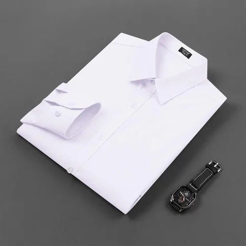 Vista 3 de COOFANDY Camisa de vestir con ajuste muscular para hombre, sin arrugas, manga larga, con botones
