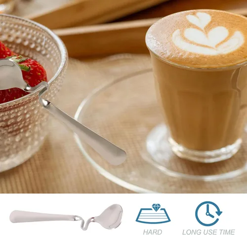 Vista 8 de BESTonZON 2 cucharas de café colgantes, cucharas multifuncionales para mezclar café con leche, cucharadita creativa de acero inoxidable con mango