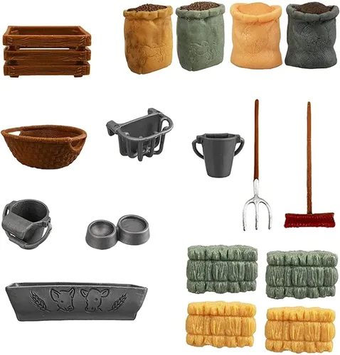 Vista 8 de 13 piezas de juguetes de granja, accesorios de comida de granero, juego de herramientas de granja de juguete para animales, figura de caballo, set