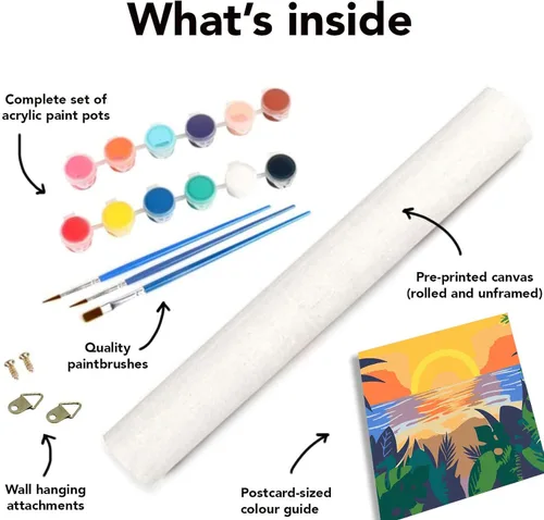 Vista 5 de AOSGEDY Paquete de 4 pinturas por números para adultos y niños principiantes, pintura acrílica DIY de paisaje-playa, kit de pintura por números