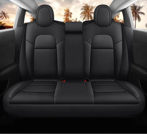 Vista 3 de Funda de asiento para modelo 3 2017 2018 2019 2020 2021 2022 2023, funda de asiento personalizada para Tesla Model 3, compatible con bolsa de aire