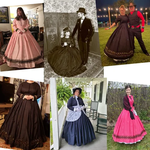 Vista 2 de Vestido victoriano de los años 1860 con enagua para mujer vestido de guerra civil disfraz vintage