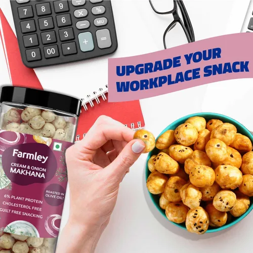Vista 7 de Farmley Makhana Snacks saludables de proteínas Chips crujientes tostados y saborizados a base de plantas sin gluten (paquete de 1) Fox Nuts