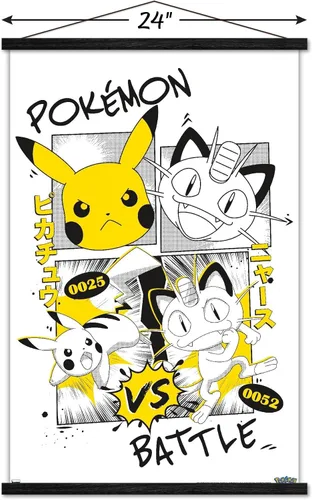 Vista 3 de Trends International Pokémon - Póster de pared de anime de batalla con marco magnético