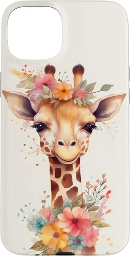 Vista 9 de Cute Giraffe with Flowers Giraffe Floral Case for iPhone 17