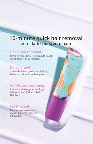Vista 3 de Crema depilatoria para hombres y mujeres, crema depilatoria sin dolor con gel calmante para la piel para áreas privadas, brazos, piernas, vello