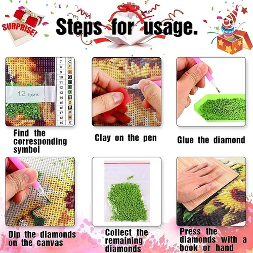 Vista 5 de antor Paquete de 10 kits de pintura de diamantes 5D para adultos, juego de arte de diamantes de paisaje de taladro completo, lienzo de pintura