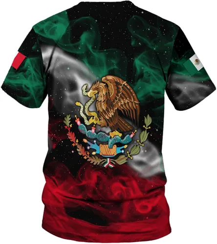 Vista 4 de Mostefy Camiseta personalizada con nombre de México, camisetas con nombre personalizado con la bandera mexicana de Estados Unidos, camisa unisex 3D