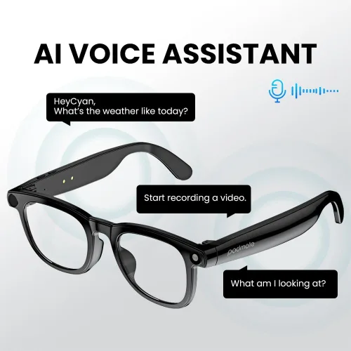 Vista 4 de Padmate Viewmate - Lentes inteligentes AI con cámara, grabación HD 1080P y control de voz, lentes de traducción Bluetooth con 164 idiomas