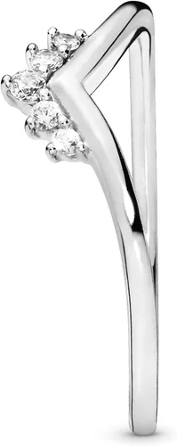 Vista 4 de PANDORA Anillo de circonita cúbica Tiara Wishbone en plata de ley, talla 7