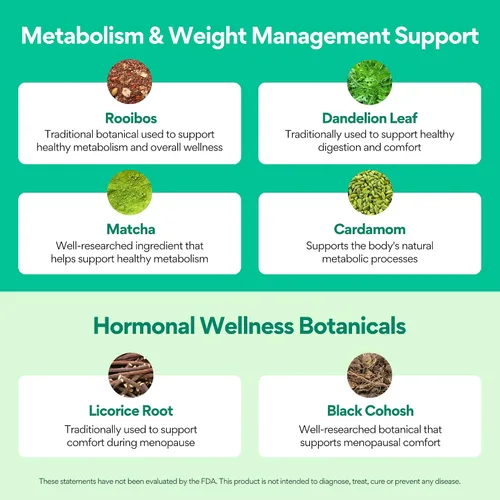 Vista 5 de VoomVaya MenoSlim Tea - Suplemento para la menopausia y la perimenopausia para mujeres - Apoya el metabolismo saludable y el bienestar general