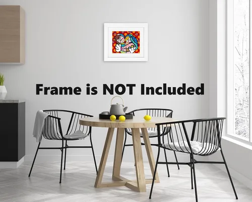 Vista 5 de Britto Póster de arte de pared con diseño de "Embrace", 8 x 10 pulgadas, decoración moderna de la casa, firmado digitalmente por el icónico artista
