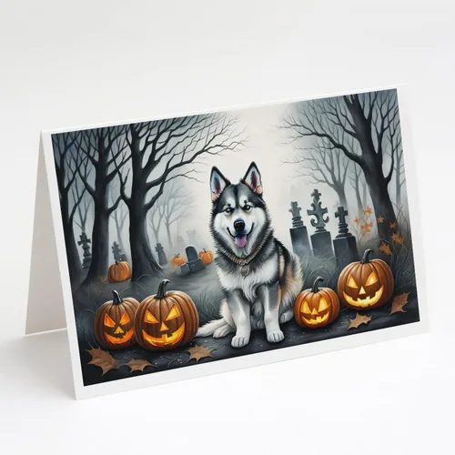 Vista 5 de Caroline's Treasures DAC2042GCA7P Golden Retriever - Tarjetas de felicitación y sobres de Halloween espeluznantes, paquete de 8 tarjetas en blanco