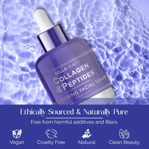 Vista 6 de Bella Beauty Sérum facial nutritivo de colágeno y péptidos, estimula el colágeno, reduce las líneas finas y arrugas, hidrata profundamente, probado