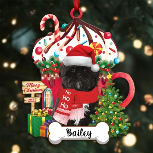 Vista 28 de Amantes de los perros de Navidad – Navidad de perros disponibles para muchos perros Shi Tzu – Adorno con forma personalizada, adorno de Navidad