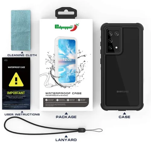 Vista 7 de Funda impermeable para Samsung Galaxy S21 Ultra con protector de pantalla, protección de cuerpo completo, resistente, a prueba de golpes, a prueba