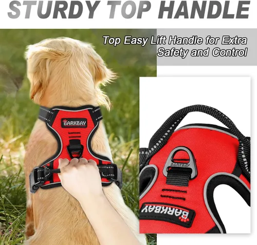 Vista 165 de BARKBAY - Arnés para perro sin tirones con clip frontal, material resistente y reflectante, asa de fácil control para pasear perros grandes