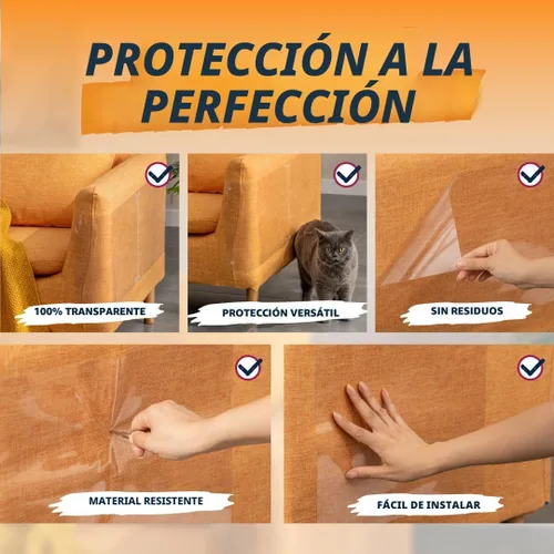 Vista 4 de Panther Armor Protector de muebles para gatos, 6 hojas transparentes con Brillo (protector de muebles de 1 cara)