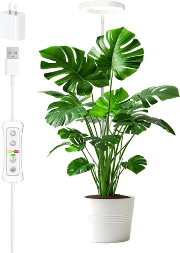 Vista 25 de yadoker 72 LEDs Luz de cultivo de plantas para plantas de interior, Luz de escritorio de aluminio con grano de madera de nogal LED, Altura