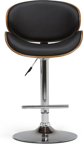 Vista 4 de SIMPLIHOME Marana - Taburete de bar giratorio ajustable, altura del asiento de 37 a 45 pulgadas, taburete tapizado en piel sintética vegana negra