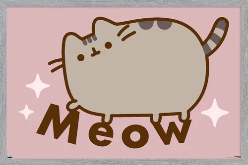 Vista 16 de Pusheen - Póster de pared de miau, 22.4 pulgadas de largo x 14.7 pulgadas de ancho, versión enmarcada en madera de granero