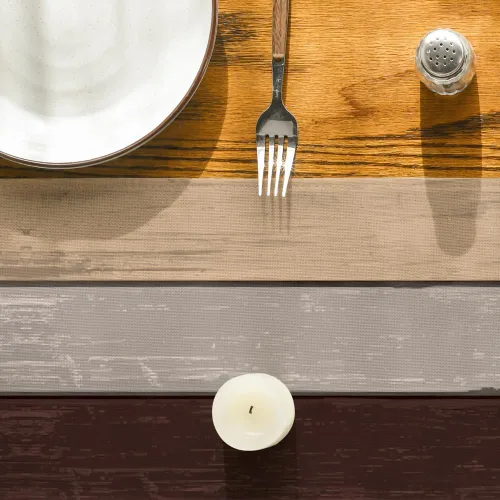 Vista 7 de Artoid Mode Camino de mesa marrón retro con textura de madera rústica, decoración de mesa de comedor de primavera de temporada para decoración