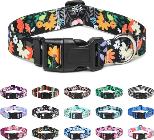 Vista 34 de Mercano - Collar ajustable para perro, patrones de diseño especial, collar de nailon suave cómodo y duradero para perros pequeños, medianos