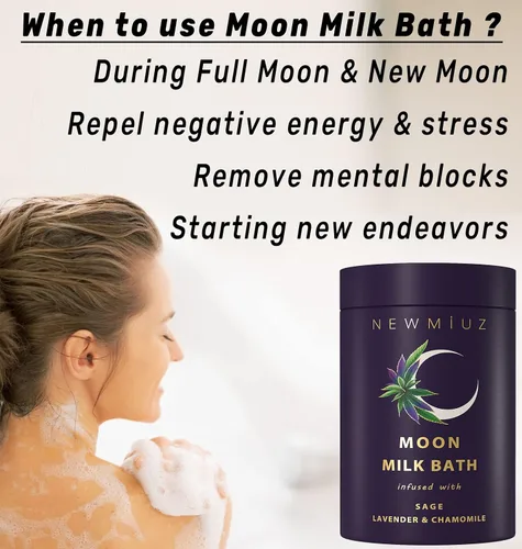 Vista 2 de Remojo de baño de leche lunar de salvia limpiadora - Lavanda Manzanilla - Hidrata y suaviza la piel Alivio espiritual del estrés Regalos