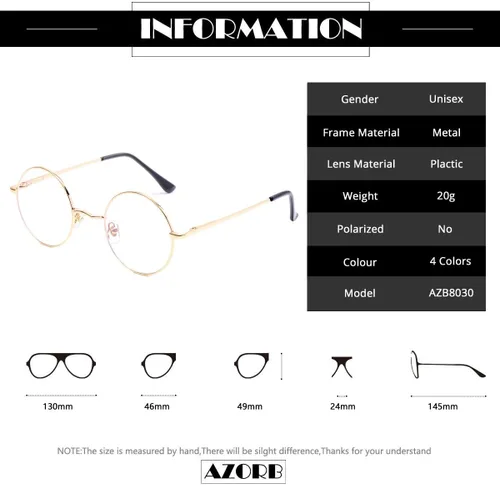 Vista 6 de AZorb Lentes de bloqueo de luz azul para mujeres y hombres, lentes redondos retro con marco de metal