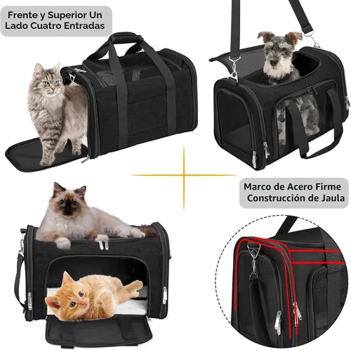 Vista 5 de Transportador de lados suaves para gatos/perros/mascotas, transportadores de viaje plegables para mascotas para gatos grandes/perros pequeños