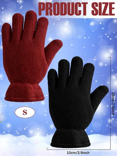 Vista 2 de SATINIOR 3 pares de guantes de invierno de forro polar para niños y niñas, guantes cálidos para niños y niñas, suministros de actividades al aire