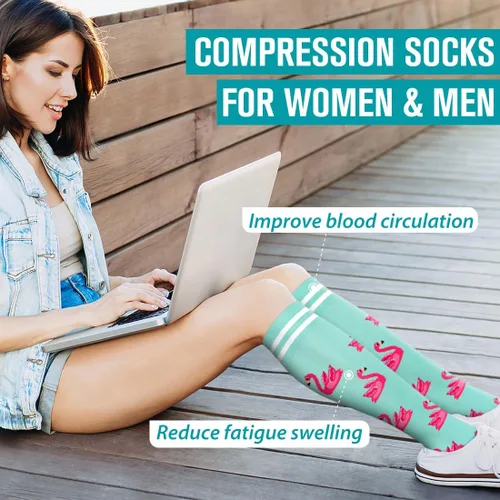 Vista 3 de Calcetines de compresión de cobre para mujeres y hombres (6 pares), el mejor apoyo para enfermeras, correr, senderismo, recuperación
