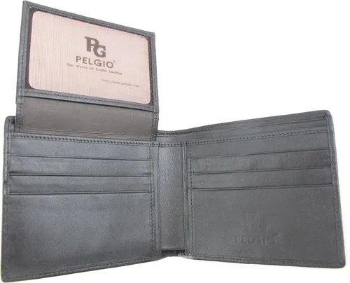 Vista 6 de Cartera plegable de piel auténtica de cocodrilo con diseño de cocodrilo, Marrón Chocolate, Bifold