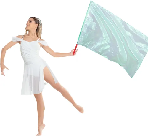 Vista 10 de Bandera de adoración con varilla escalable, bandera rectangular de poliéster de 45 pulgadas para danza al aire libre, banderas de baile de alabanza