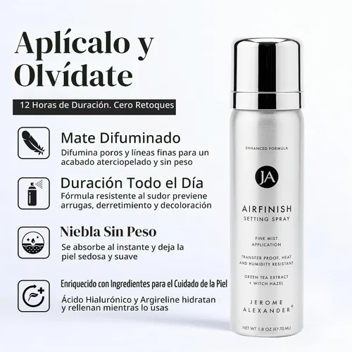 Vista 2 de Jerome Alexander MagicMinerals AirFinish - Spray fijador de acabado de larga duración, sensación ligera, impecable, cobertura mate Acabado de aire