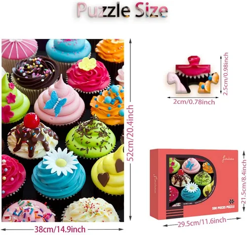 Vista 4 de Rompecabezas surtido de 500 piezas de cupcakes para adultos y niños, idea de regalo de gran tamaño (cupcakes)