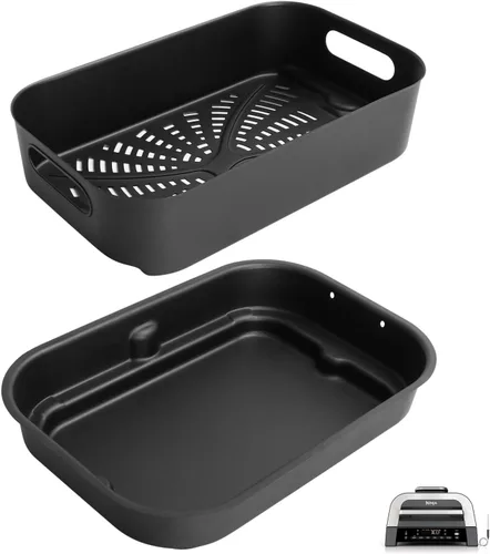 Vista 8 de Outspark Rejilla asada y olla de cocina para Ninja Foodi FG551/DG551 Smart XL Accesorios para parrilla de interior, estante para freidora de aire