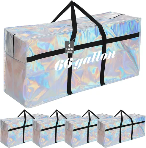 Vista 37 de 4 Piezas Bolsas de Mudanza Grandes con Cremallera y Asas Bolsas de Lona Tipo Duffle Plegables de Almacenamiento Extra Resistentes Extra Grandes Negro