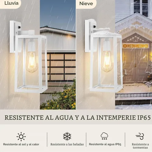 Vista 4 de Faroles de pared para exteriores de atardecer a amanecer, accesorios de pared con sensor para casa, lámpara de porche resistente al óxido, lámpara